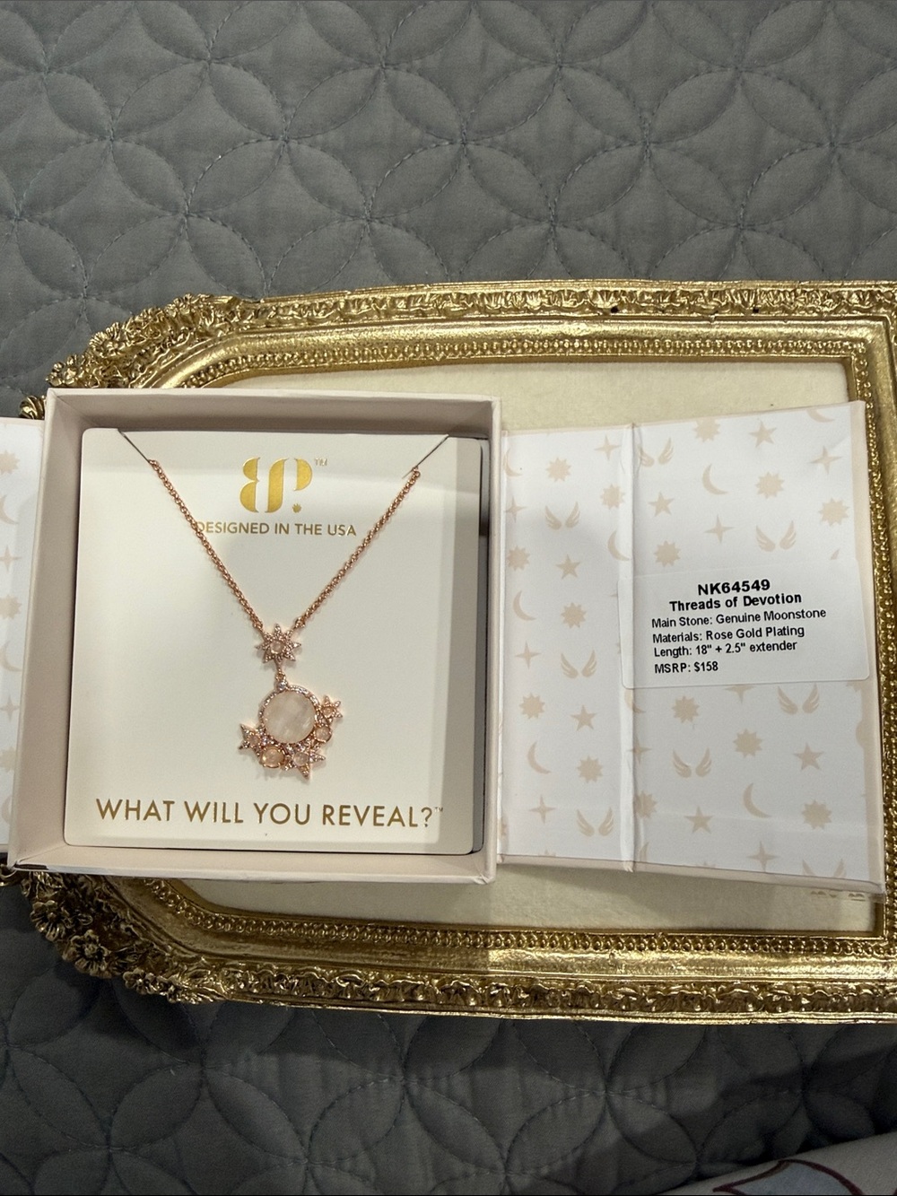 Bomb Party Threads of Devotion Rose Gold Moonstone Necklace